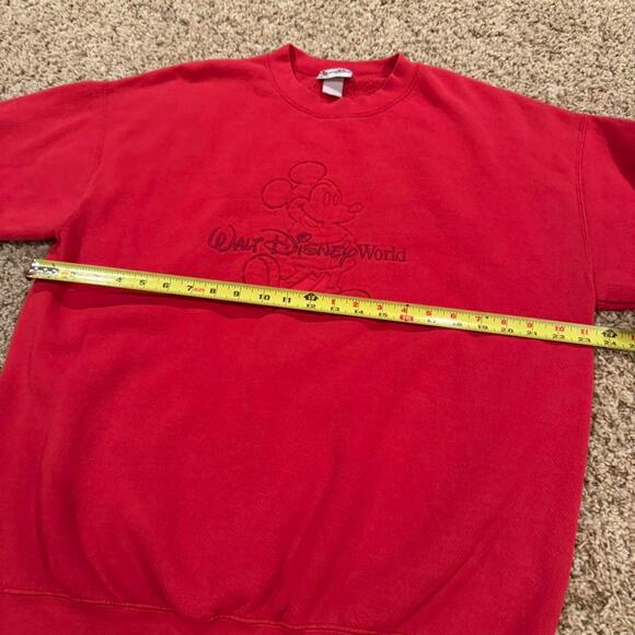 Walt Disney World Red Mickey Mouse Sweatshirt Embossed Embroidered Graphic - Picture 6 of 7